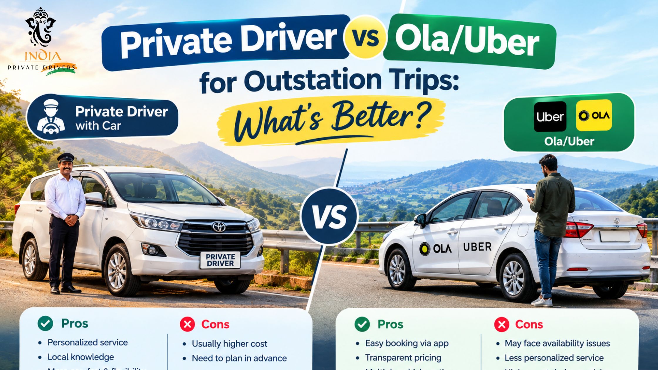 Private Driver vs Ola/Uber for Outstation Trips: What’s Better?