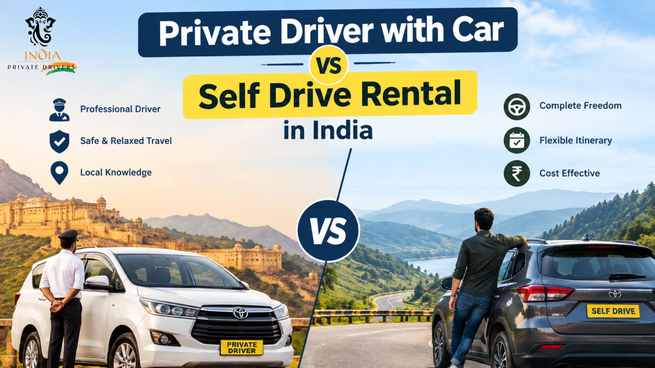 Private Driver with Car vs Self Drive Rental in India: Pros & Cons