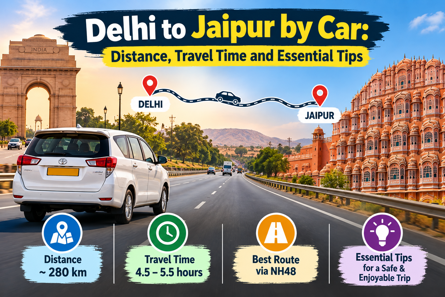 Delhi to Jaipur by Car: Distance, Travel Time and Essential Tips